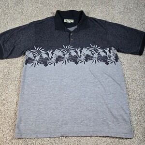 Boca Classics Club Golf Polo Shirt Men's XL Grey Palm Tree Golfer Print- Vintage